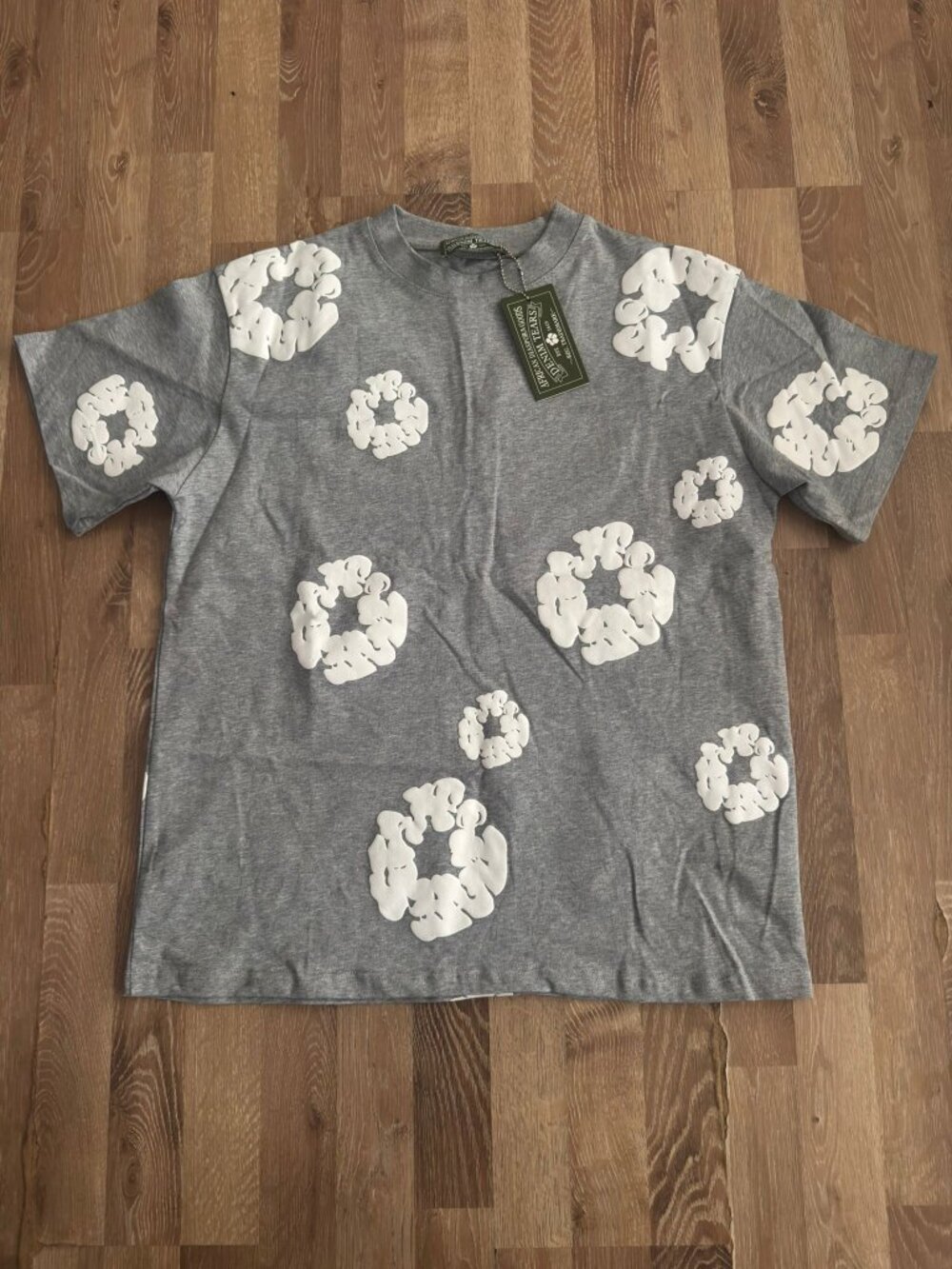 Denim Tears Gray White Cotton Wreath T-Shirt Size XL